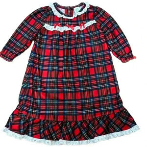 Little Me Baby Girls' Christmas Red Green Vintage Style Plaid Gown 18 Months